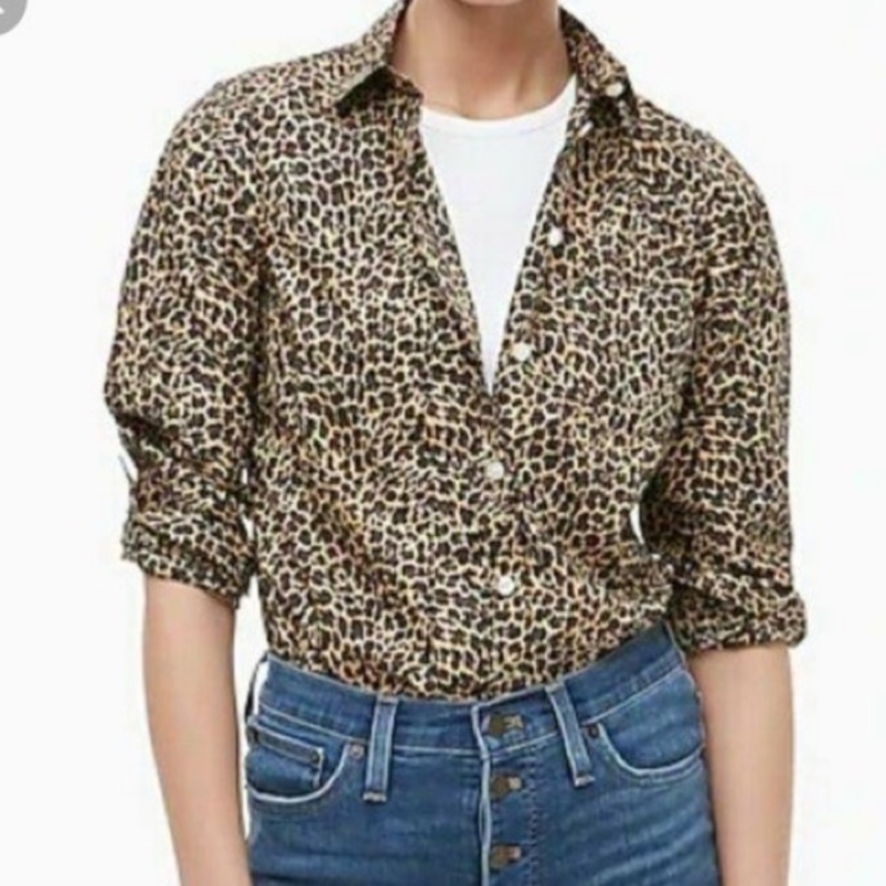 J-Crew Women’s leopard print slim button shirt